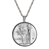 1955-1989 Minted Italian Lire Coin Pendant Necklace with 24" Chain