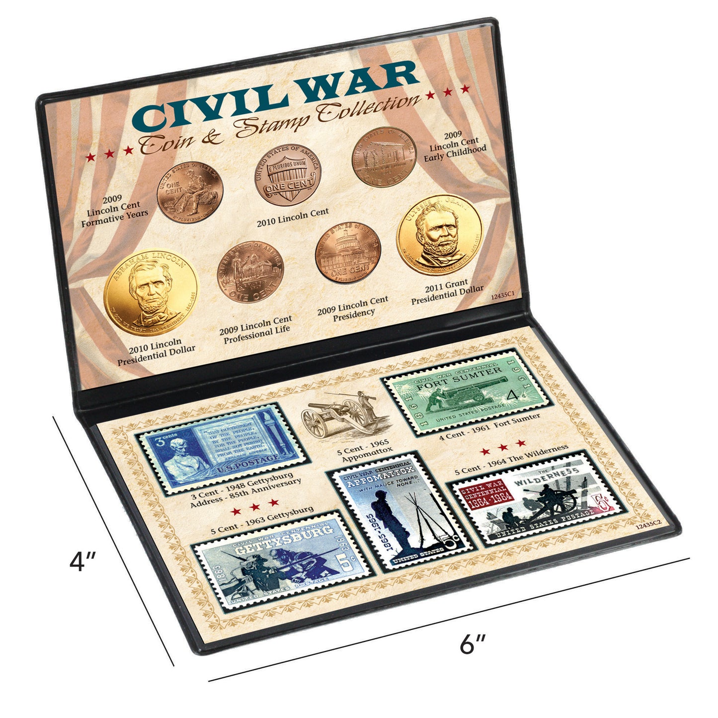 12-Piece Civil War Collection Coin & Stamp Set