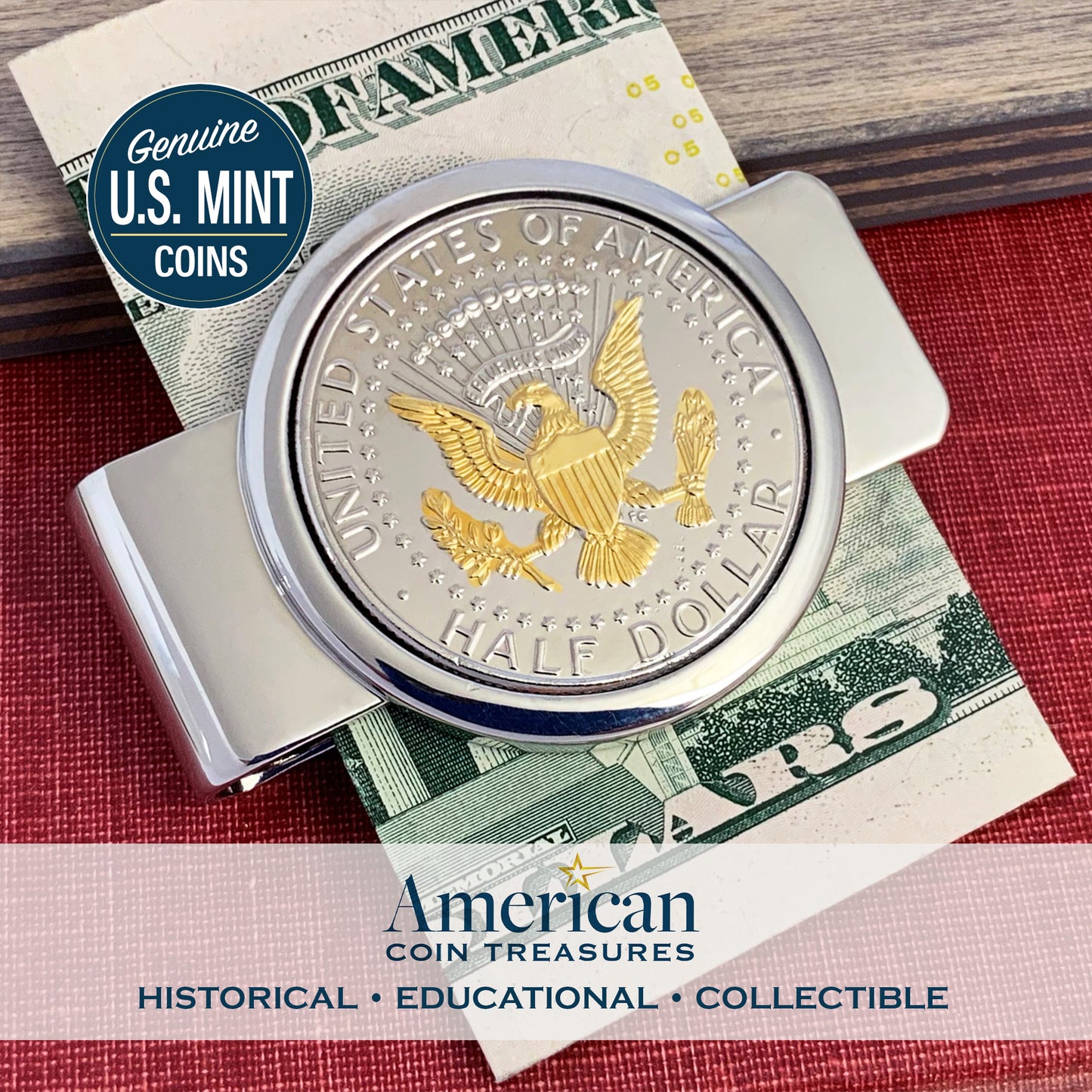 24K Gold Layered Presidential Seal Coin Money Clip