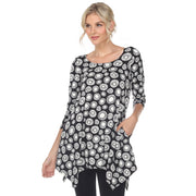 White Mark Women's Printed Geometric Circle Tunic Top
