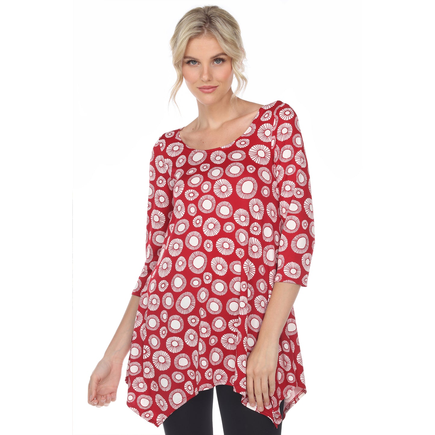 White Mark Women's Printed Geometric Circle Tunic Top