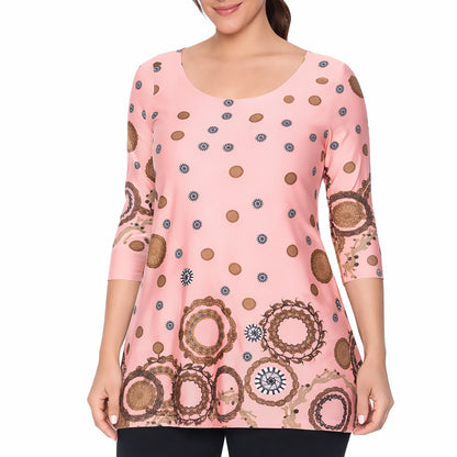 White Mark Women's Printed Sleeve Flowy Tunic Top