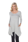 White Mark Women's Makayla Scoop Neck Four Point Hem Solid Tunic Top