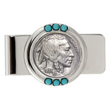 Buffalo Nickel Coin 1913-1938 Turquoise Accented Money Clip