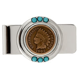 Indian Head Penny with Genuine Turquoise Stone Money Clip