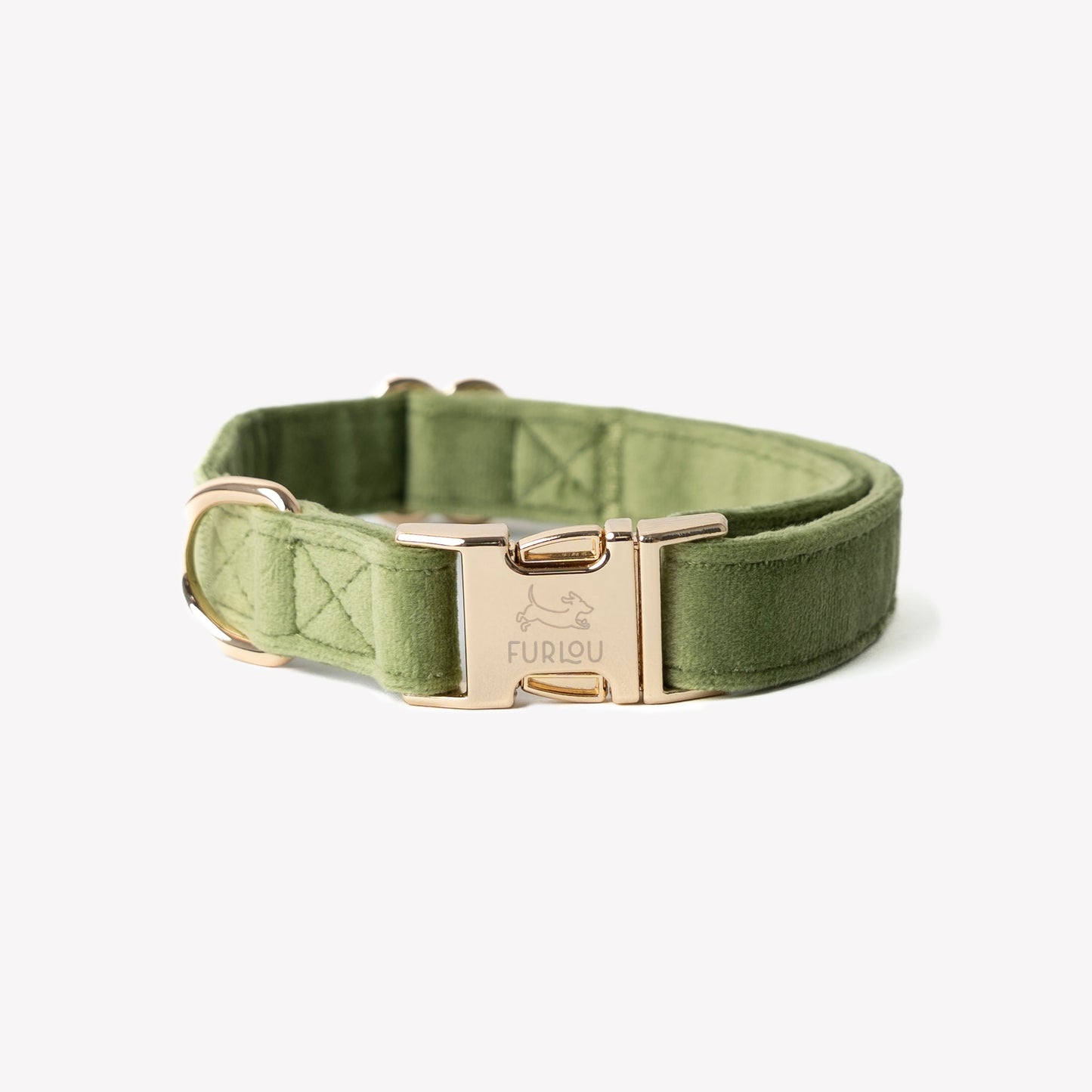 Furlou Green Velvet Dog Collar Choice of Size