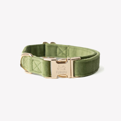 Furlou Green Velvet Dog Collar Choice of Size