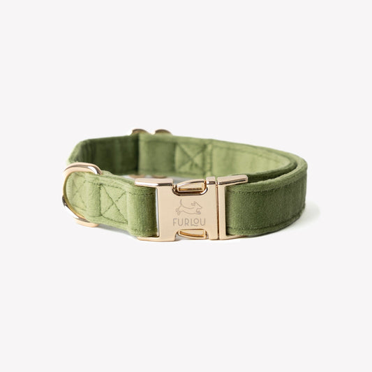 Furlou Green Velvet Dog Collar Choice of Size