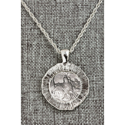 Buffalo Nickel Coin 1913-1938 Green Enamel Halo Pendant with 24" Chain + 3" Extender