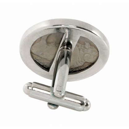 1913-1938 Minted Buffalo Nickel Silver-tone Bezel Coin Cuff Links
