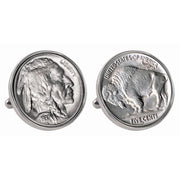 1913-1938 Minted Buffalo Nickel Silver-tone Bezel Coin Cuff Links
