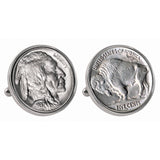 1913-1938 Minted Buffalo Nickel Silver-tone Bezel Coin Cuff Links