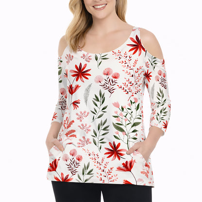 White Mark Women's Printed Relaxed-Fit Tunic Top