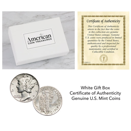 U.S. Silver Mercury Dime 1616-1945 Coin Pendant with 18" Chain