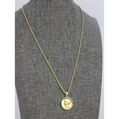 1916-1945 Gold-Layered Silver Mercury Dime Gold-tone Coin Pendant Necklace with 18" Chain