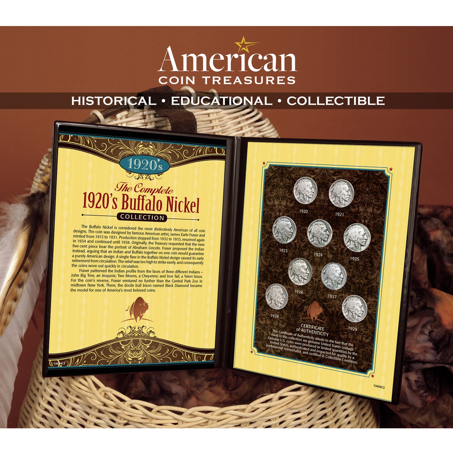 Complete 1920's Buffalo Nickel Collection with Display Portfolio