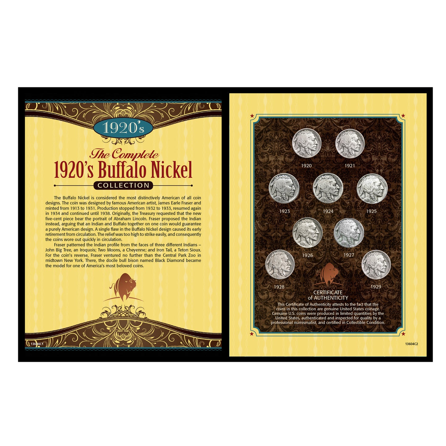 Complete 1920's Buffalo Nickel Collection with Display Portfolio
