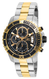 Invicta Men's 45mm Pro Diver Scuba Quartz Chronograph Black Dial Two-Tone Bracelet Watch
