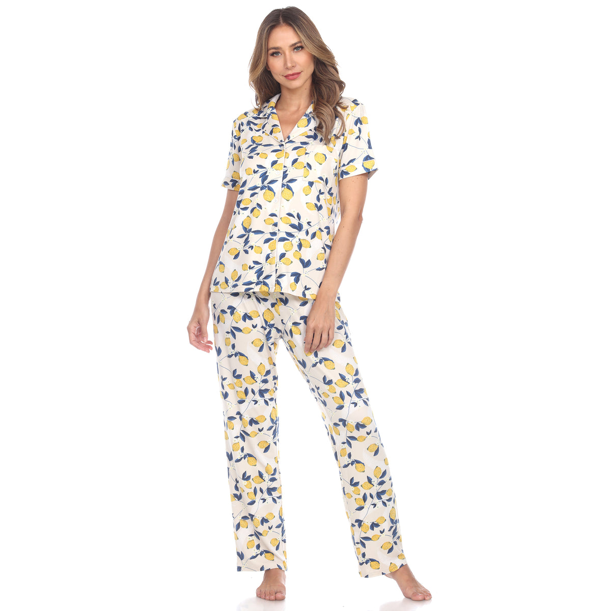 White Mark Women's Tropical Print Pajama Set