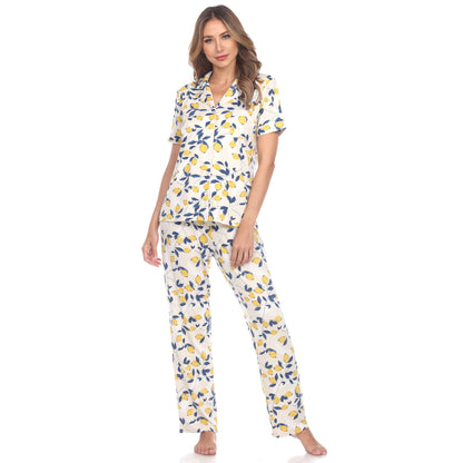 White Mark Women's Tropical Print Pajama Set