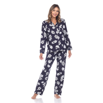 White Mark Women's Long-Sleeve Floral Pajama Set