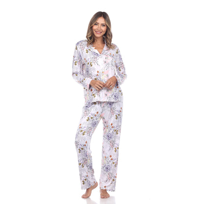 White Mark Women's Long-Sleeve Floral Pajama Set