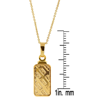 1 Gram Swiss Ingot Replica Coin Pendant Layered in 24k Gold