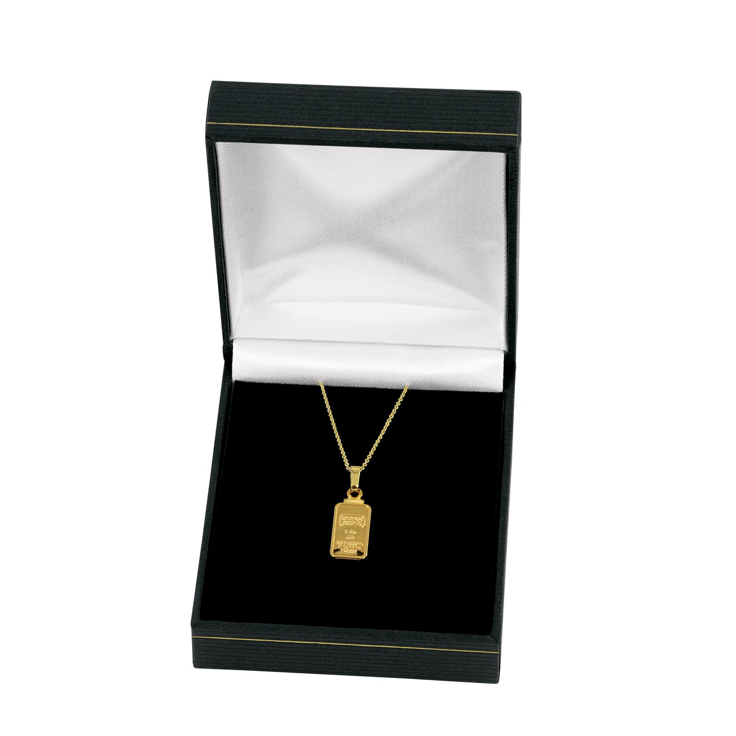 1 Gram Swiss Ingot Replica Coin Pendant Layered in 24k Gold