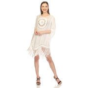 White Mark Women's Crochet Fringe Cover Up