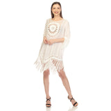 White Mark Women's Crochet Fringe Cover Up