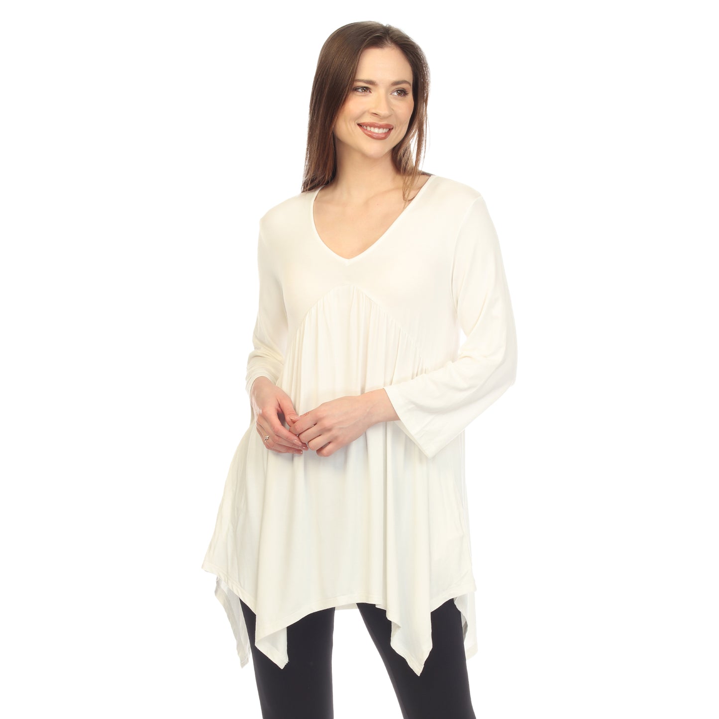 White Mark Women's Empire Waist Four Point Hem Tunic Top