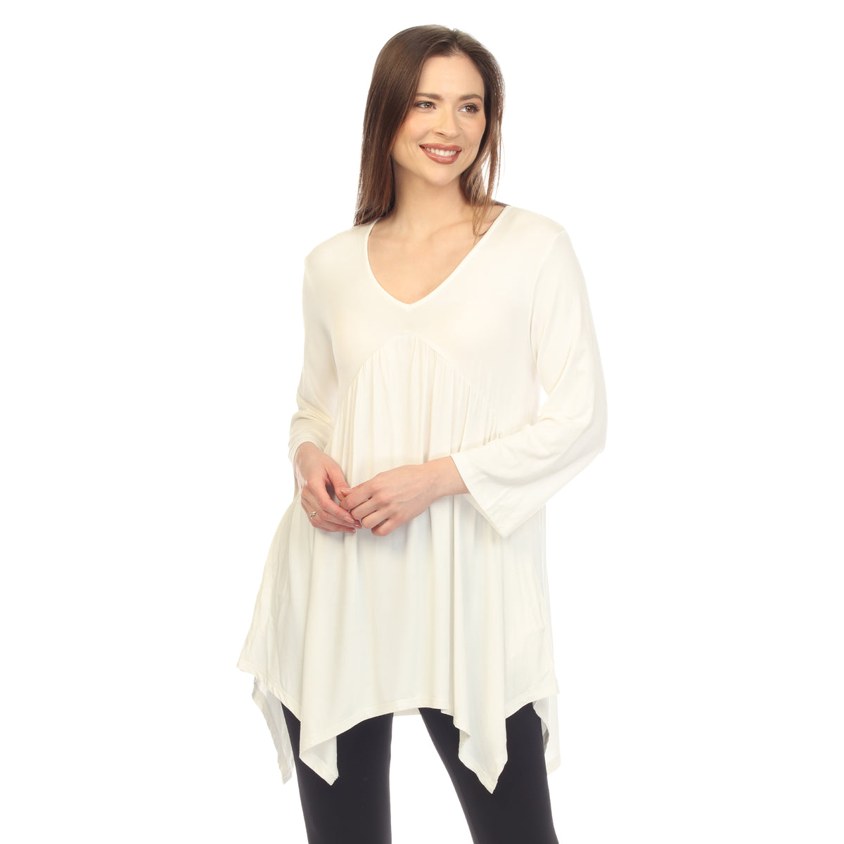 White Mark Women's Empire Waist Four Point Hem Tunic Top