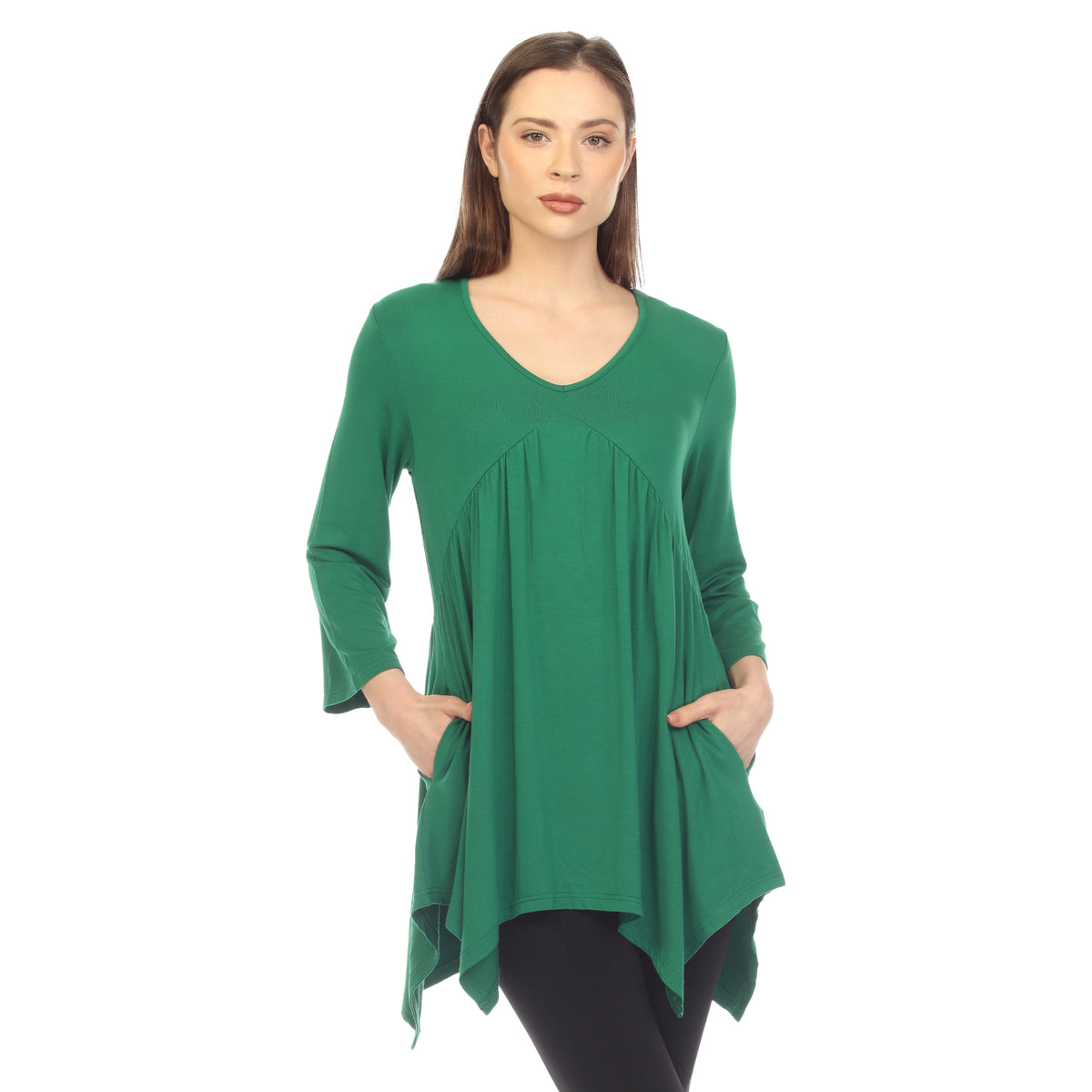 White Mark Women's Empire Waist Four Point Hem Tunic Top