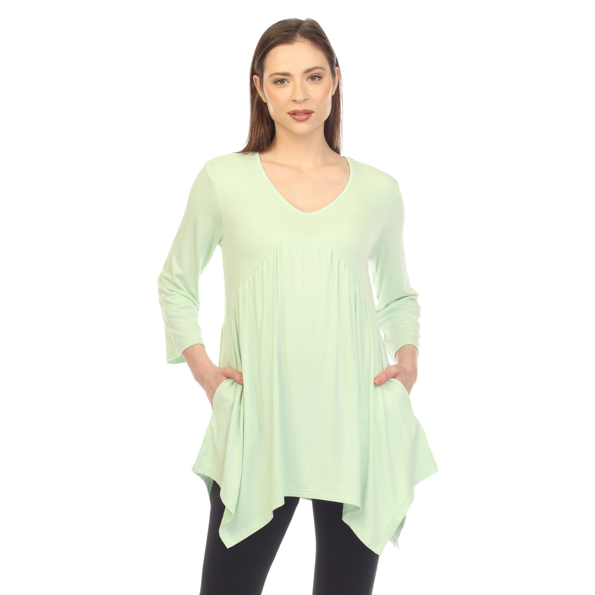 White Mark Women's Empire Waist Four Point Hem Tunic Top