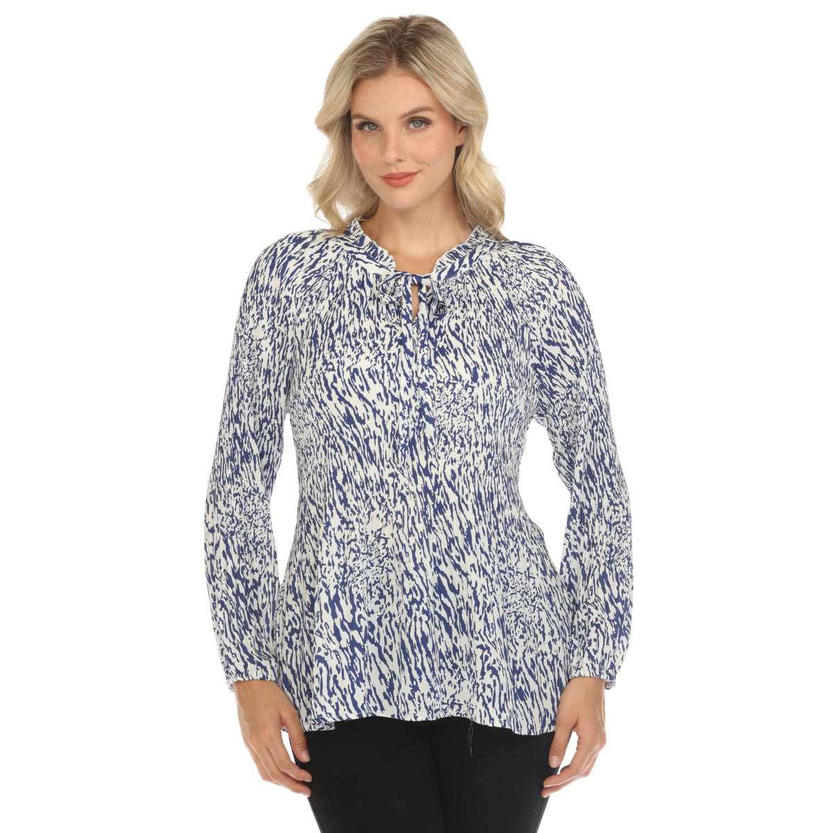 White Mark Women's Printed Peasant Blouse