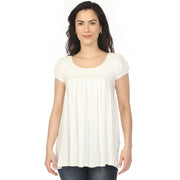 White Mark Women's Cap Sleeve Pleated Top