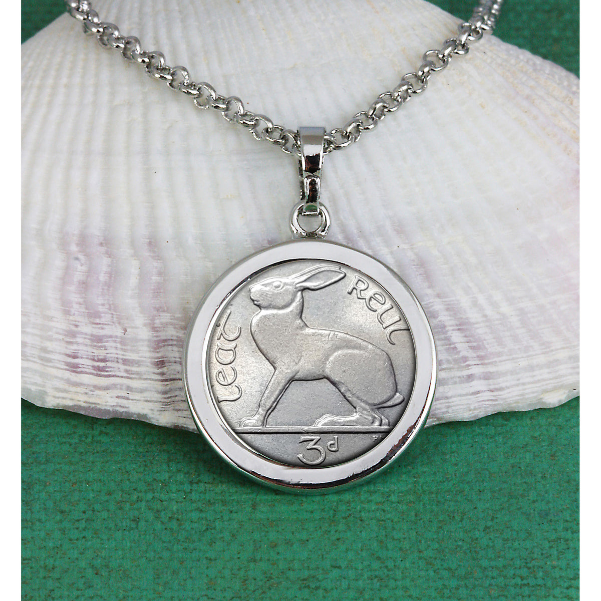 Irish Threepence Coin Pendant Necklace