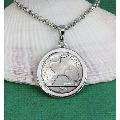 Irish Threepence Coin Pendant Necklace