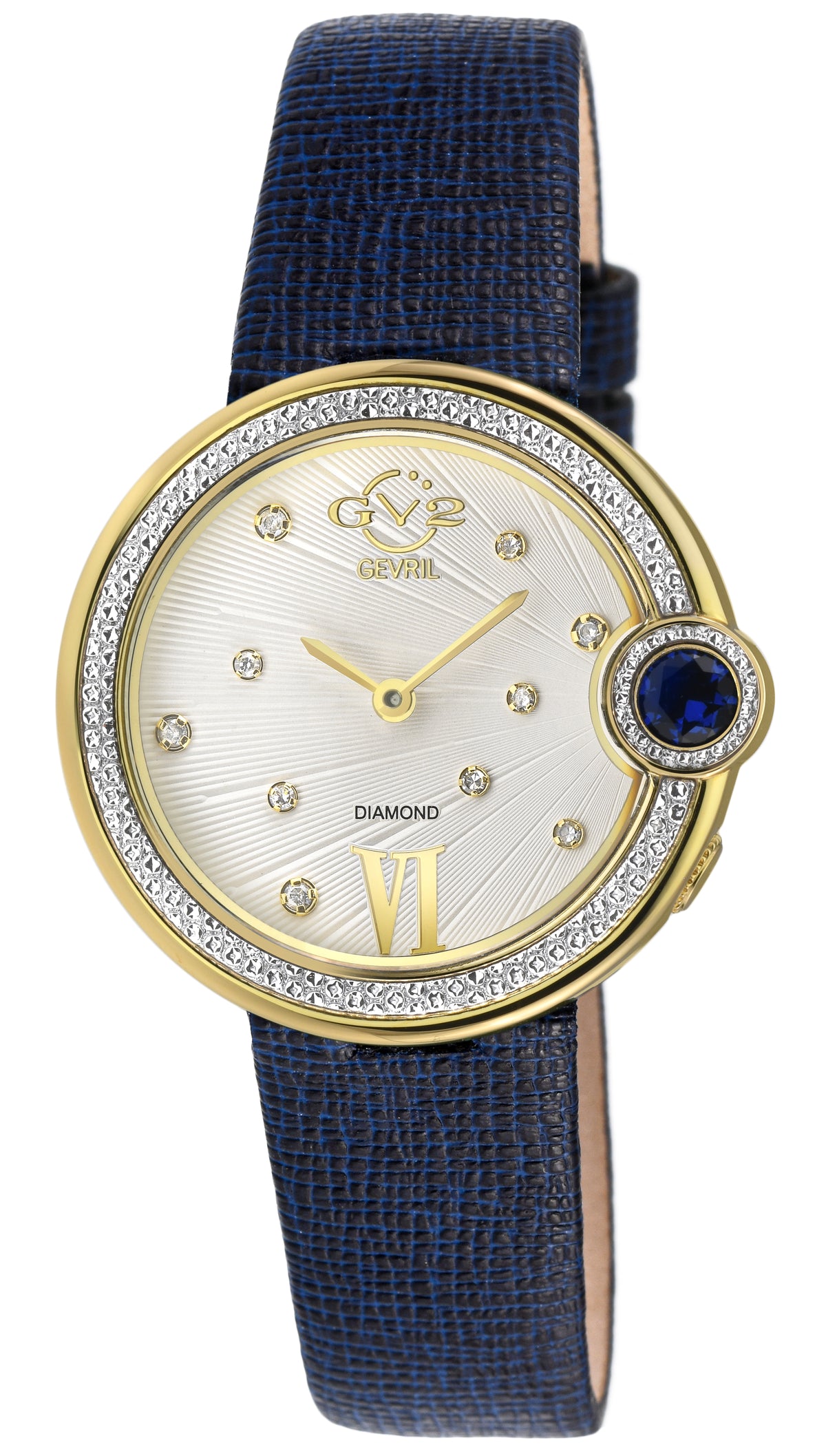 GV2 by Gevril Women's 34mm Perugia Swiss Quartz Diamond Leather Strap Watch