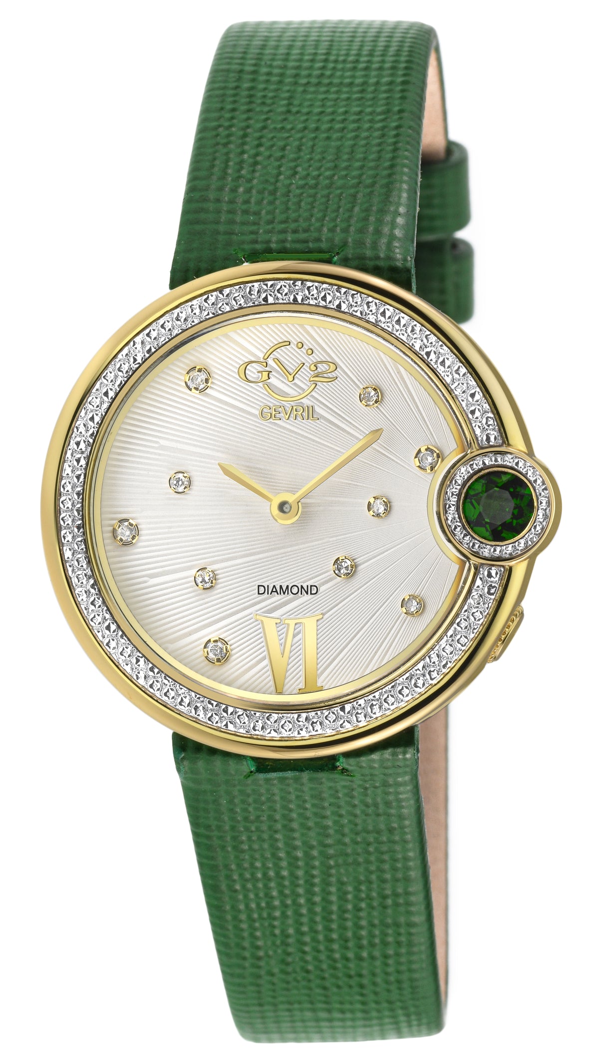 GV2 by Gevril Women's 34mm Perugia Swiss Quartz Diamond Leather Strap Watch