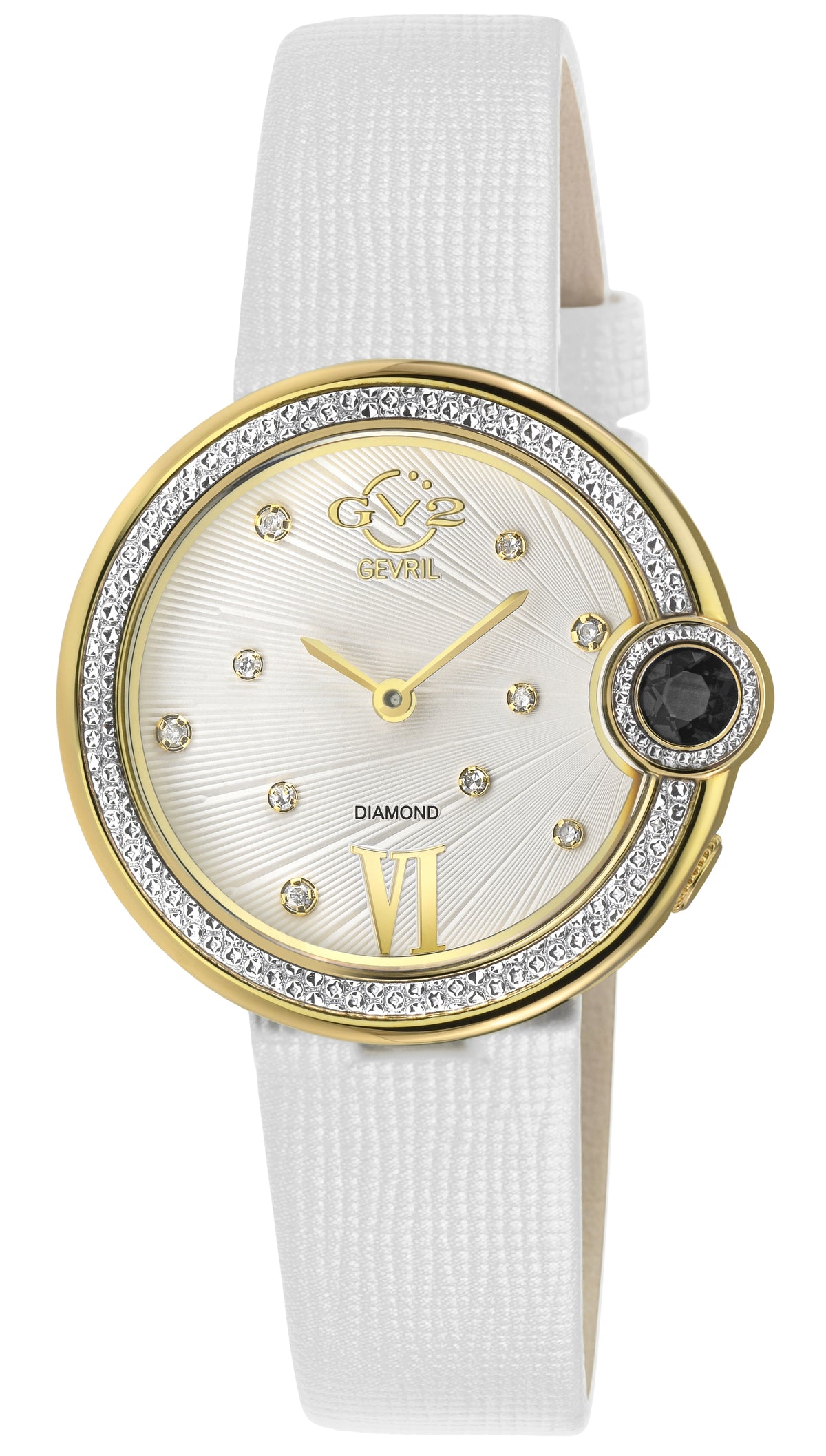 GV2 by Gevril Women's 34mm Perugia Swiss Quartz Diamond Leather Strap Watch
