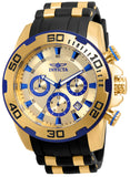 Invicta Men's 50mm Pro Diver Scuba Quartz Chronograph Goldtone Case Silicone Strap Watch