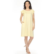 White Mark Women's Crew Neck Ruffle Sleeve Dress