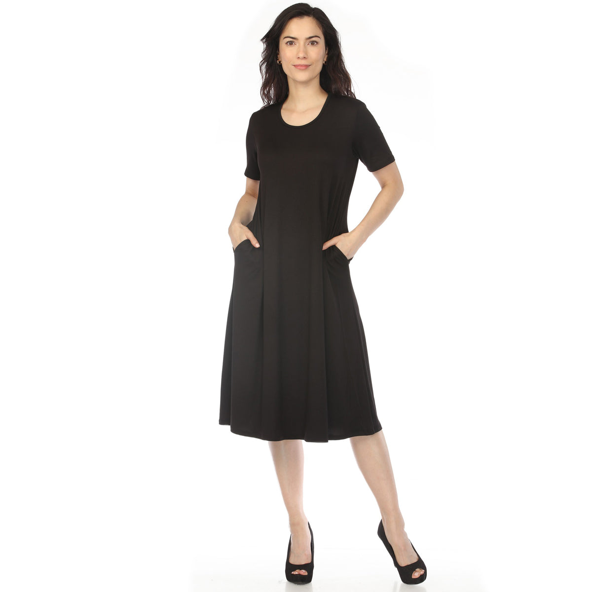 White Mark Women's Crew Neck T-Shirt Dress