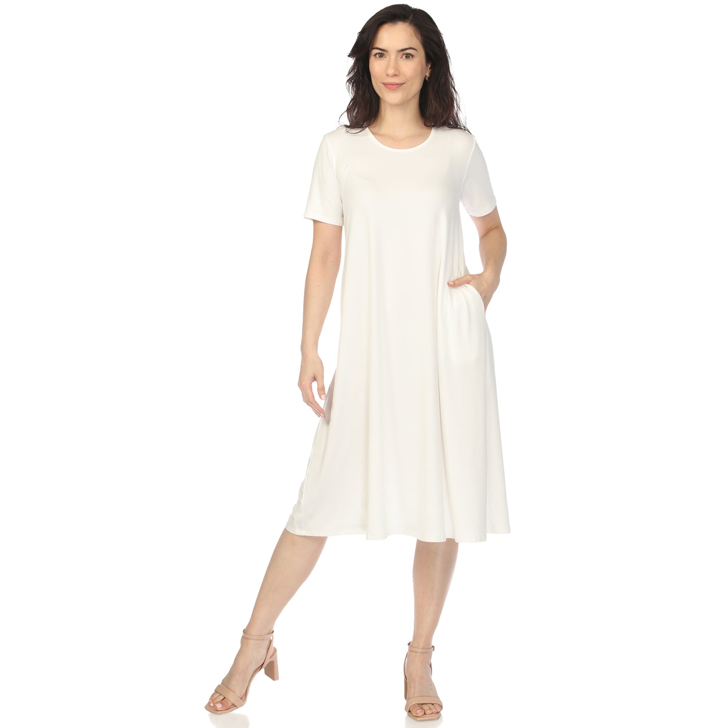 White Mark Women's Crew Neck T-Shirt Dress