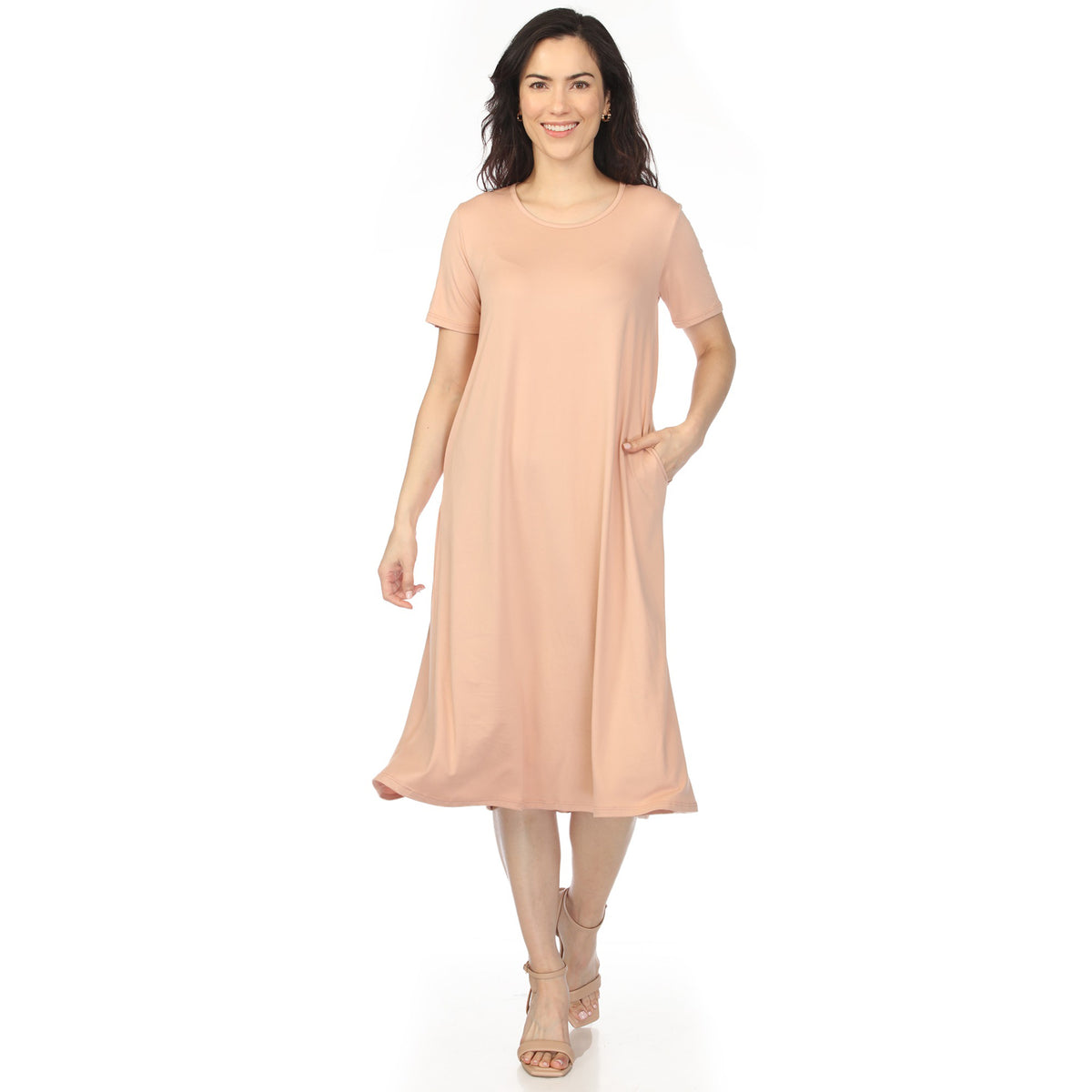 White Mark Women's Crew Neck T-Shirt Dress