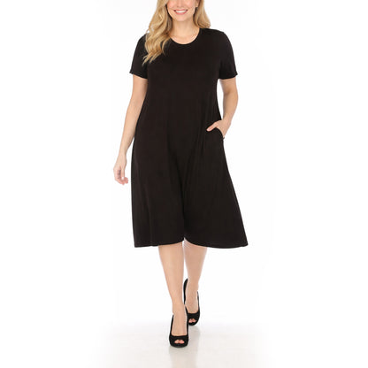 White Mark Women's Tee Swing Midi Dress