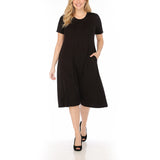 White Mark Women's Tee Swing Midi Dress