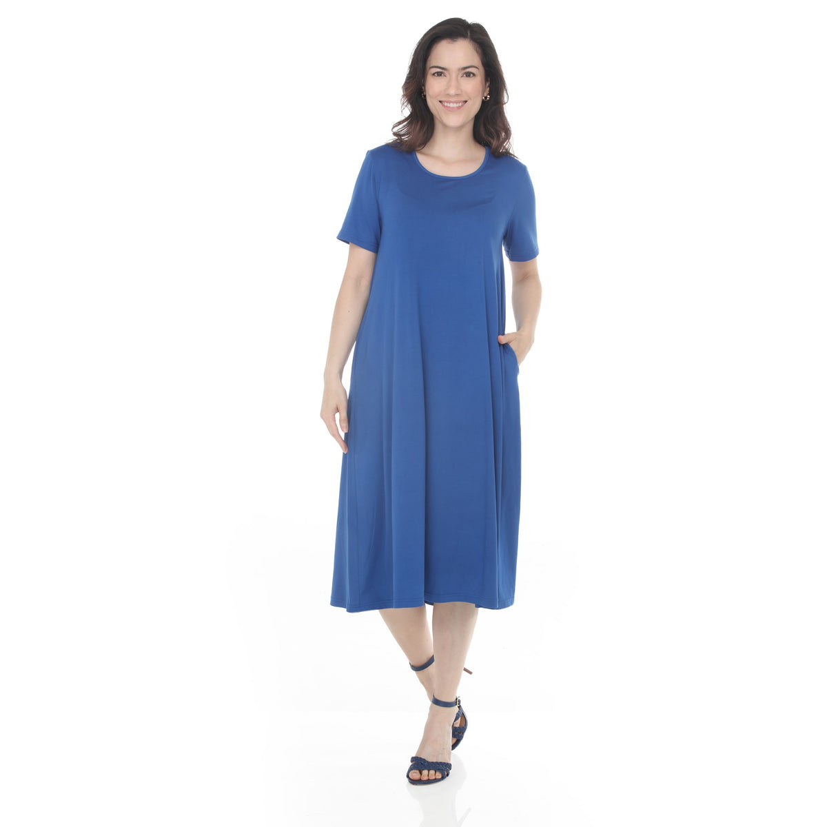 White Mark Women's Tee Swing Midi Dress