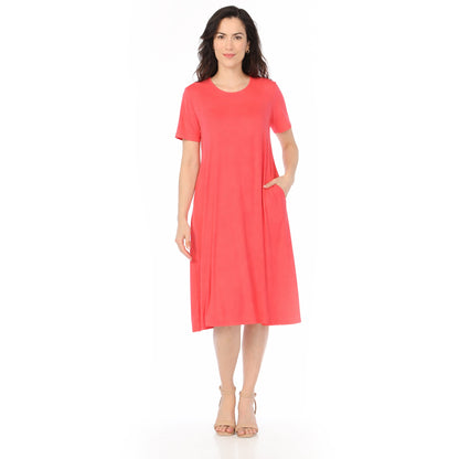 White Mark Women's Tee Swing Midi Dress